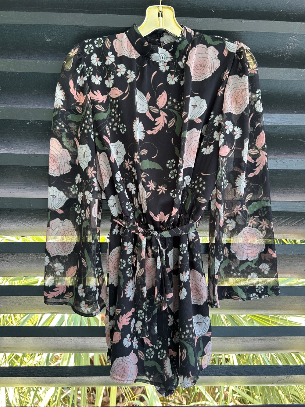 BB Dakota Black Floral Tie-Waist Romper